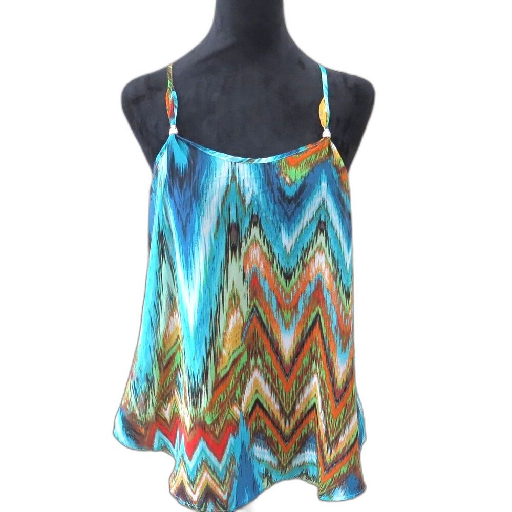 Iz Byer Women's Camisole Tank with gold embellishments on straps Medium EUC - Picture 2 of 5
